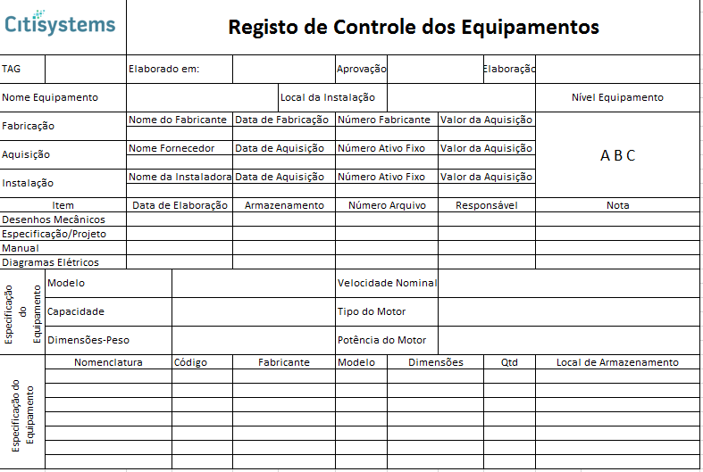 equipamentos cadastro